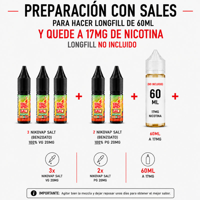 Kit Vapeo Sales & Longfill 60ml/17mg nicotina