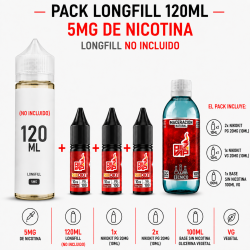 Kit Vapeo Longfill 120ml/5mg nicotina